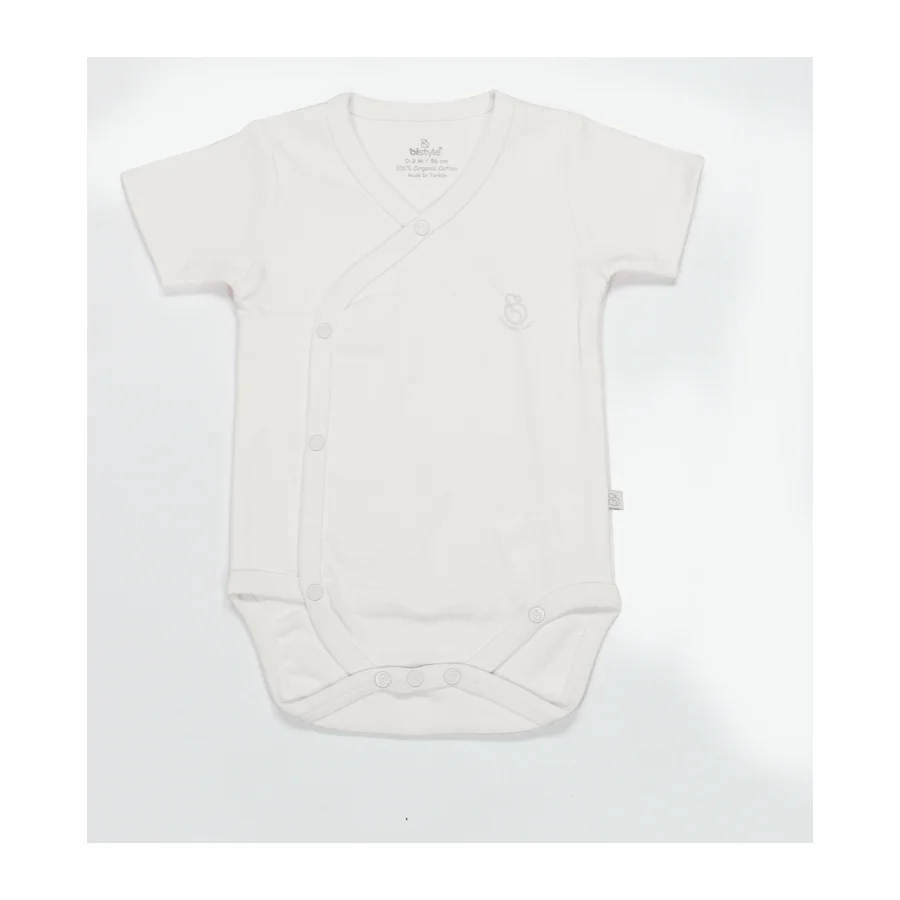 Bistyle Organik Natural Basic Style Yarım Kol Kruvaze Badi, Ekru